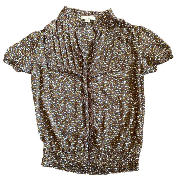 Forever XXI brown pattern ruffle shirt - Picture 3 of 6